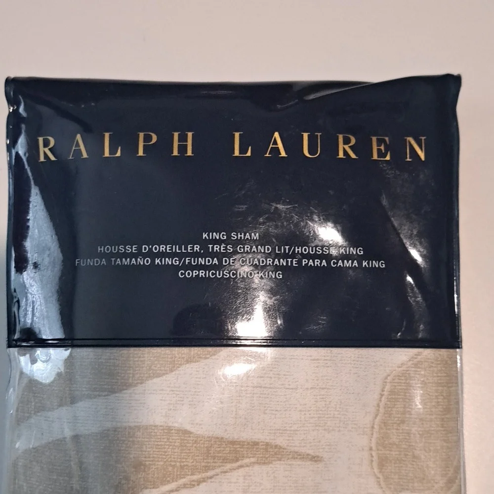 Ralph Lauren King Floral Sham Palmetto Cotton Tan 20 x 36 Inches